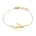 Minimalist gold stainless steel bracelet featuring a polished letter N initial pendant - Letter N(KB116123-K)