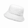 Detail of white teddy fleece bucket hat with quilted diamond pattern and warm plush texture - M(56-58cm) / White