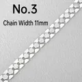 Macro shot of 11mm wide stainless steel chain link with hexagonal modules and 3# size label - 3# Geometric Chain (11mm Width / Per Meter)