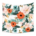 Dettaglio dell'arazzo da parete bohémien con vivaci fiori arancioni e boccioli rosa - 73X95CM (Spazzolato Transfrontaliero) / ZJ623-31/Fiori Arancio Rosa Foglie Verdi