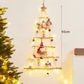 Árbol de Navidad de pared de madera de 93cm con luces LED y adornos festivos variados - Colgante de Pared de Madera Estilo 2
