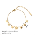 Golden daisy chain bracelet with 8mm flower charms and adjustable link chain for women - Daisy Style (HF-S4138)