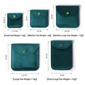 Velvet jewelry pouches with snap buttons in five sizes for rings and necklaces - Peacock Green (Velvet) / 6.5*6.5cm