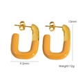U-shaped mustard yellow enamel and gold stainless steel earrings measuring 13mm by 9.5mm - Mustard Yellow (YTE2410501-6)
