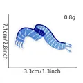 Scarf-shaped embroidery patch dimensions of 7.1x3.3cm with metric and imperial units - Blue Christmas Patch 21# (Scarf)