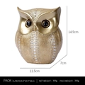 Golden resin owl figurine with white dot pattern and detailed size measurements - White Gold Polka Dot
