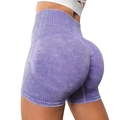 Short de yoga violet taille haute sans couture avec effet push-up et mesh respirant - S / Violet