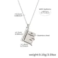 Collana con pendente a libro in acciaio argento con incisione Mi Campeón e cuore - Color Acciaio Stile Figlio Campione Spagnolo (RP022)