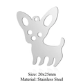 20x25mm stainless steel dog charm in silver finish for DIY jewelry making - Silver Chihuahua (5Pcs/Pack)