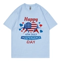 Light blue Independence Day t-shirt with 4th July print and stars for men and women - XS / Light Blue 4th July Heart Style