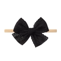 Black hollow lace bow hairband for babies with soft beige elastic nylon strap - Black Style (6)
