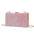 Pink marble acrylic evening clutch bag with gold chain strap and rectangular clasp - Pink