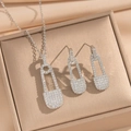 Elegant silver safety pin jewelry set with sparkling crystals in a gift box - Silver Safety Pin Jewelry Set (835)