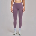 Purple high-waisted seamless yoga pants with a tummy-control band for fitness - Purple Mist