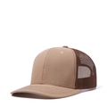 Khaki and dark brown mesh trucker hat with curved brim for outdoor sun protection - Adjustable / Khaki + Coffee Mesh