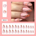 Faux ongles amande avec motif léopard et design géométrique orange pailleté - W632 Style Français Léopard (Colle Incluse)
