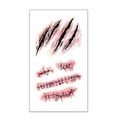 Halloween scar tattoo stickers featuring realistic black claw marks and stitched wound designs - 60*105mm / Scratches and Sutures Combo Style(BW-27)