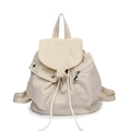 Minimalist creamy white nylon backpack with drawstring closure and front zipper pocket - Cream White