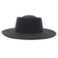 Side view detail of a classic black wool felt flat top hat with a wide stiff brim - Adult (57-60cm) / Dark Gray