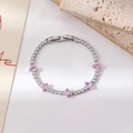Silbernes Tennisarmband mit funkelnden Zirkonia und rosa Steinen im Marquise-Schliff - Stil D (Silberner 5-Steine Marquise rosa Stein)