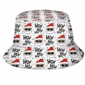 Bob blanc en coton avec motifs Père Noël et imprimé texte Ho Ho Ho pour adultes - M (56-58cm) / Père Noël Blanc avec Lunettes de Soleil