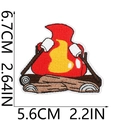 Detailed view of campfire marshmallow embroidery patch with size labels 6.7x5.6cm - Campfire Marshmallow Style