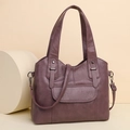 Bolso de mano morado oscuro de gran capacidad en cuero sintético suave con grano - Morado