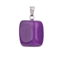 Purple rectangular crystal pendant with silver clasp for DIY jewelry making - Purple Jade