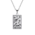 Collar con colgante de Tarot La Estrella en acero inoxidable plateado grabado - Estrella / Color Acero