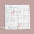 Soft 6-layer cotton baby gauze washcloth with pink deer and green tree patterns - Pink Deer