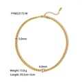 18K gold plated stainless steel Cuban link necklace with heart cut zircon stone pendant - Slim Heart Zirconia Cuban Necklace (YYN023172-W)
