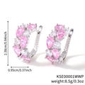 Boucles d'oreilles huggie or rose avec cristaux de zircone roses et blancs poire - Rose + Blanc