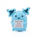 Handmade crochet light blue axolotl doll with a positive message card for decoration - Fat Axolotl Sky Blue Body Cyan Gill P Card
