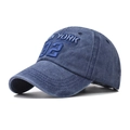 Dettaglio del ricamo 3D NEW YORK 92 su cappello in cotone blu navy lavato - Regolabile / 92 Blu Marino