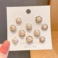 Set of 10 white pearl anti-exposure brooches with gold metal base for shirt decor - Classic Round Pearl Combination