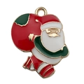 Ciondolo Babbo Natale in smalto rosso e bianco per creazione gioielli fai-da-te e bracciali - Babbo Natale Classico (18066) / 1 Pezzo (21x23mm)