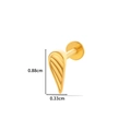 Golden wing shaped titanium stud with cubic zirconia and dimensions 0.88cm x 0.33cm - 6# Wing Style (Gold)