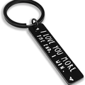 Portachiavi nero in acciaio inossidabile con incisione 'I LOVE YOU MORE THE END' per coppie - Nero Specchio