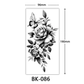 Sketch butterfly and rose flower temporary tattoo sticker in black and white 96x190mm - BK-086 / 96*190mm