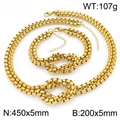 Set di gioielli a due strati con nodo dorato, catena geometrica e dettagli perlati - 5mm Oro (KS226978-Z)