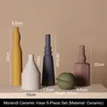 Morandi ceramic vase set of five in matte finish for modern home and office decor - Morandi Ceramic Vase Set (5 Pieces)