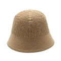 Sombrero de pescador de punto beige para mujer con diseño de costillas y ala de protección - M (56-58cm) / Caqui claro