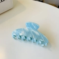 Blue and white marble acetate hair claw clip with elegant minimalist shark jaw design - Blue Sky White Clouds