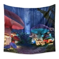 Detail of vibrant glowing mushroom forest tapestry with colorful magical fantasy design - Zj422-11