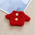 Mini red knit sweater with wooden buttons for plush doll charms and accessories - Red (Button) Sweater