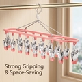 Sakura pink stainless steel drying rack with 20 clips and windproof hook for laundry - 20 Clips / Sakura Pink
