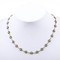 18K gold plated stainless steel necklace featuring black and yellow daisy charms - Gold + Black