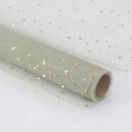 Light green tulle fabric roll with gold foil star and moon patterns for flower wrapping - 50cm*5 Yards/Roll / Bean Green