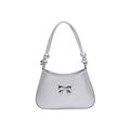 Elegante borsa sottobraccio argento metallizzato con fiocco e tracolla annodata - Argento