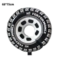 Racing tire foil balloon in 68x75cm size featuring realistic black and white tire patterns - Large Tire Shape Balloon